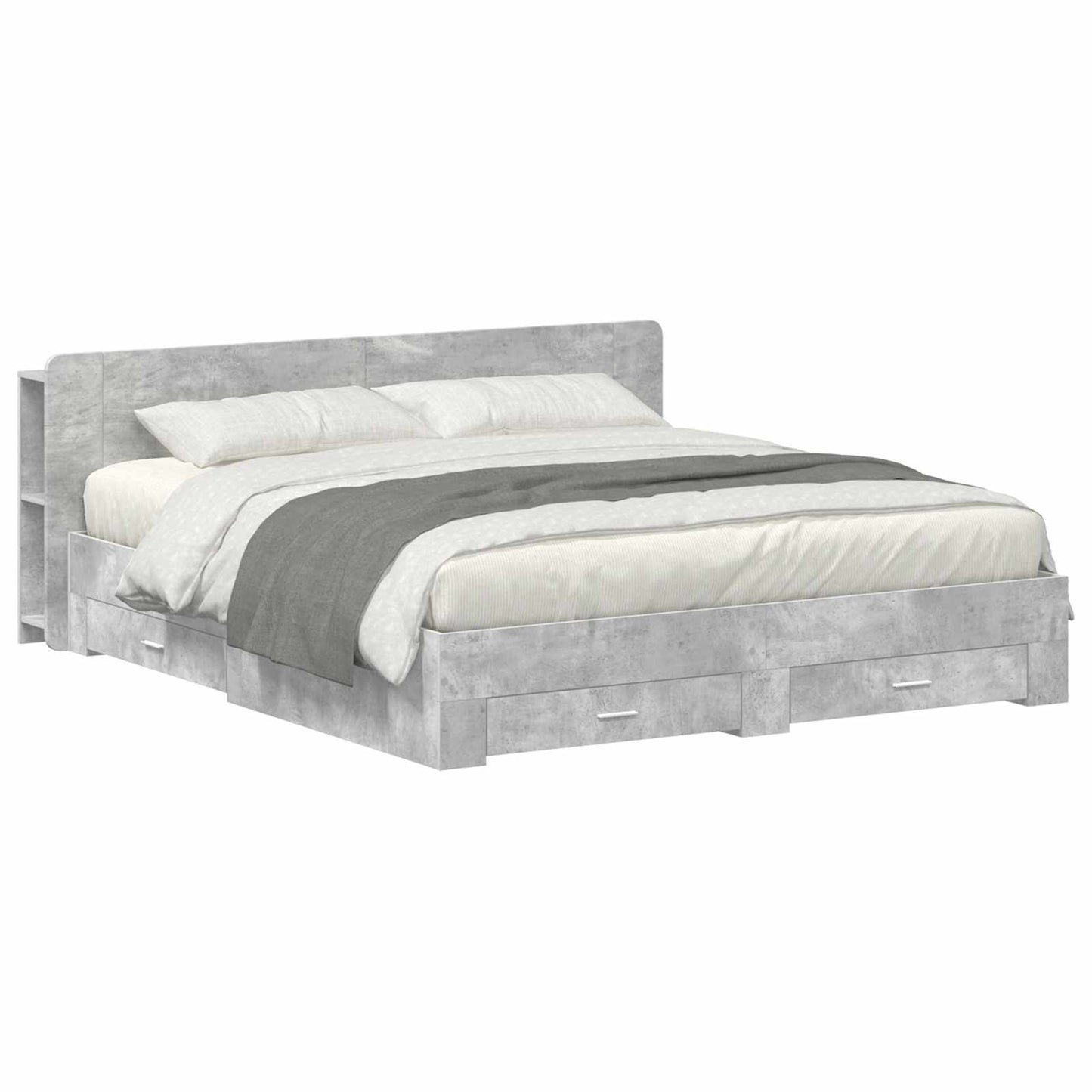 Bedframe met opslag Betongrijs 200 x 200 cm Bewerkt hout