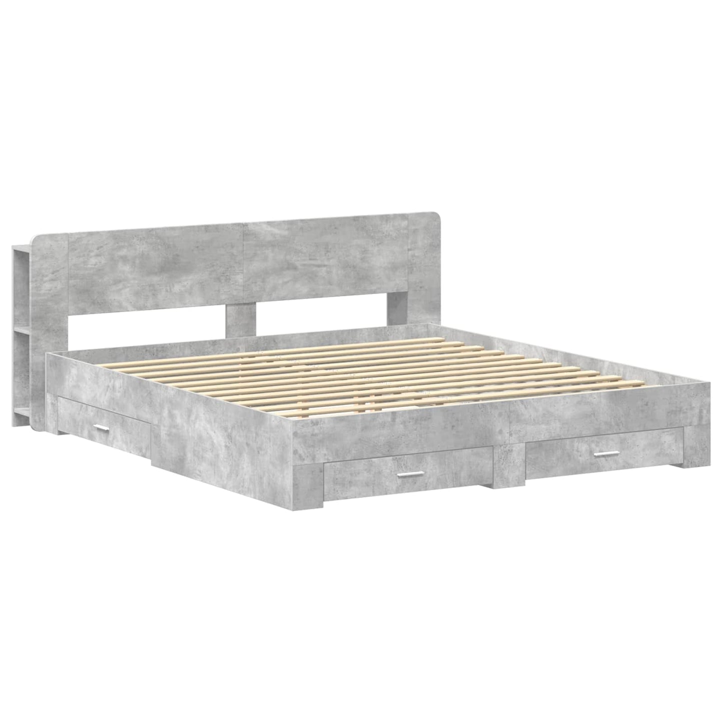 Bedframe met opslag Betongrijs 200 x 200 cm Bewerkt hout