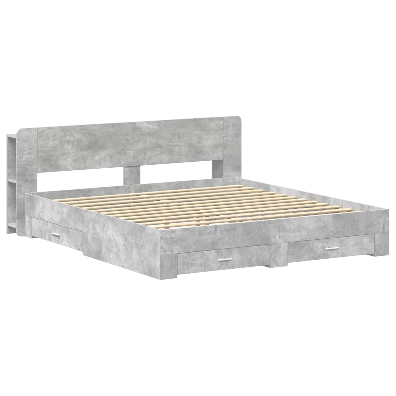 Bedframe met opslag Betongrijs 200 x 200 cm Bewerkt hout
