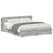 Bedframe met opslag 200x200 cm bewerkt hout grijs