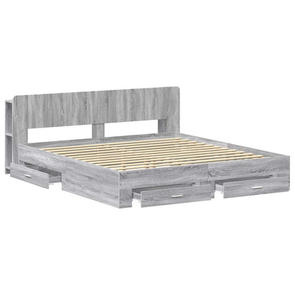 Bedframe met opslag Grijs Sonoma 200 x 200 cm Bewerkt hout