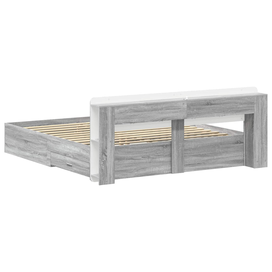 Bedframe met opslag Grijs Sonoma 200 x 200 cm Bewerkt hout