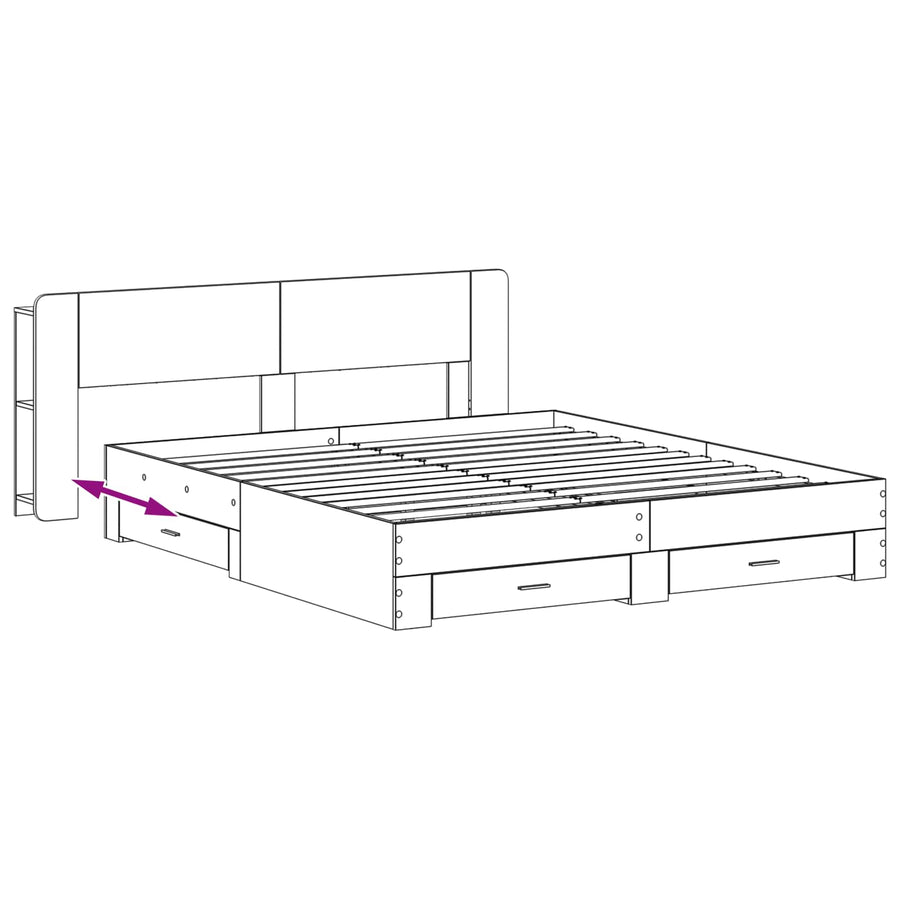 Bedframe met opslag Grijs Sonoma 200 x 200 cm Bewerkt hout