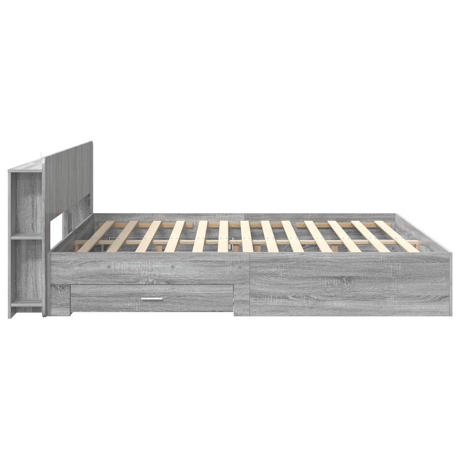 Bedframe met opslag Grijs Sonoma 200 x 200 cm Bewerkt hout