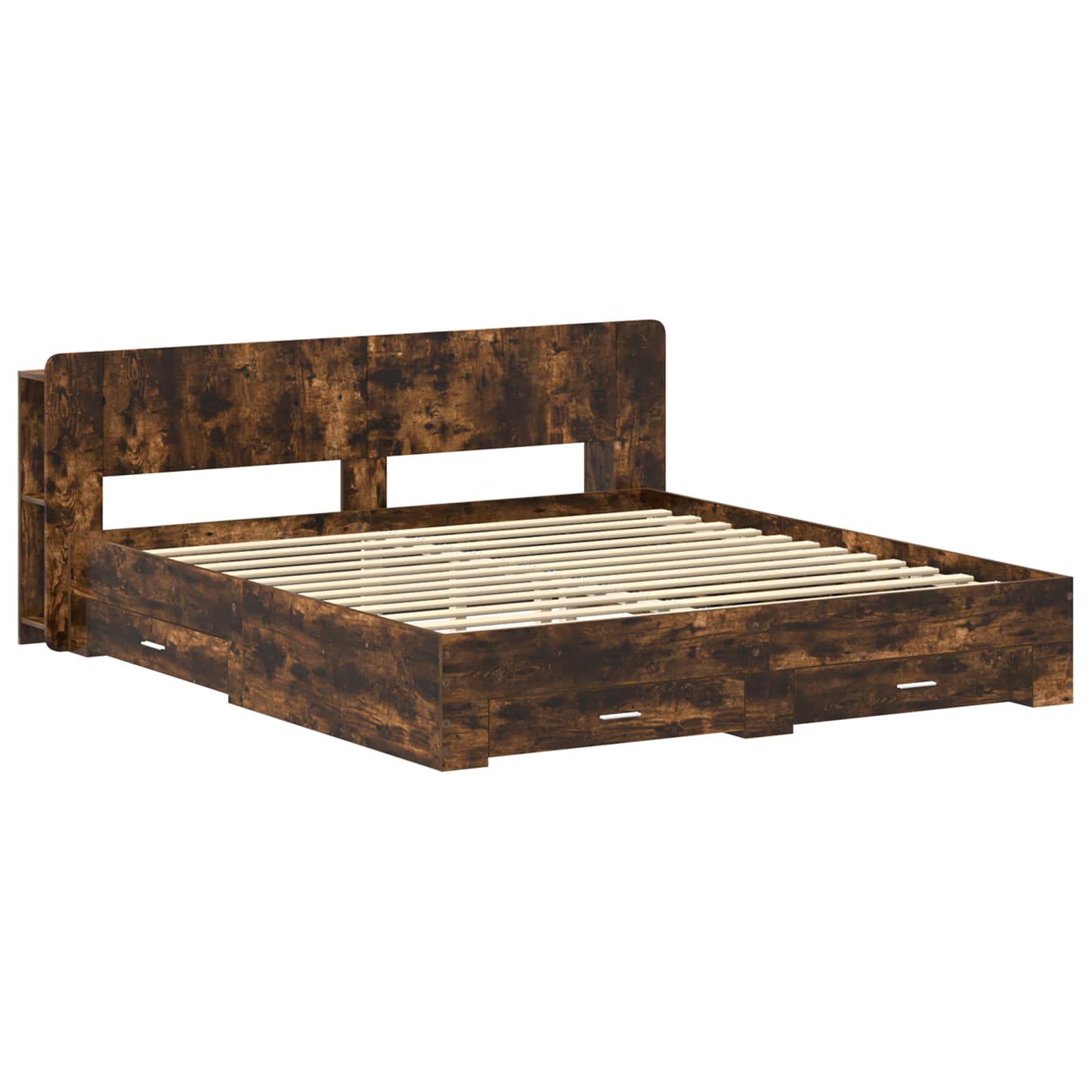 Bedframe met opslag Gerookt eiken 180 x 200 cm Bewerkt hout