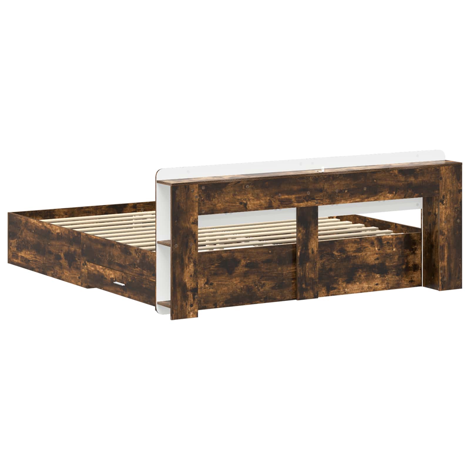 Bedframe met opslag Gerookt eiken 180 x 200 cm Bewerkt hout
