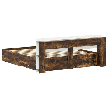 Bedframe met opslag Gerookt eiken 180 x 200 cm Bewerkt hout