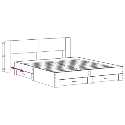 Bedframe met opslag Gerookt eiken 180 x 200 cm Bewerkt hout