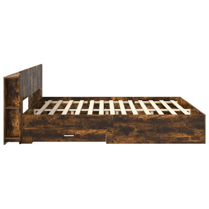 Bedframe met opslag Gerookt eiken 180 x 200 cm Bewerkt hout