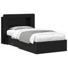 Bedframe 75x190 cm zwart bewerkt hout met opbergruimte
