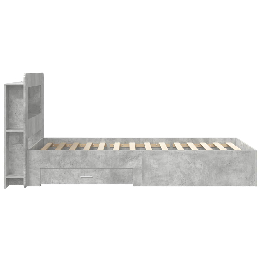 Bedframe met opslag Betongrijs 75 x 190 cm Bewerkt hout