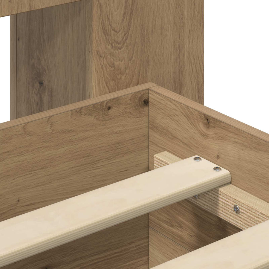 Bedframe met opslag Artisanaal eiken 80 x 200 cm Bewerkt hout