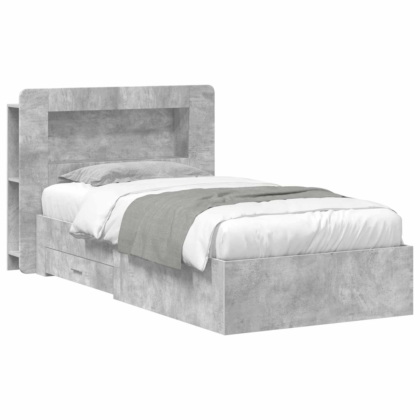 Bedframe met opslag Betongrijs 80 x 200 cm Bewerkt hout