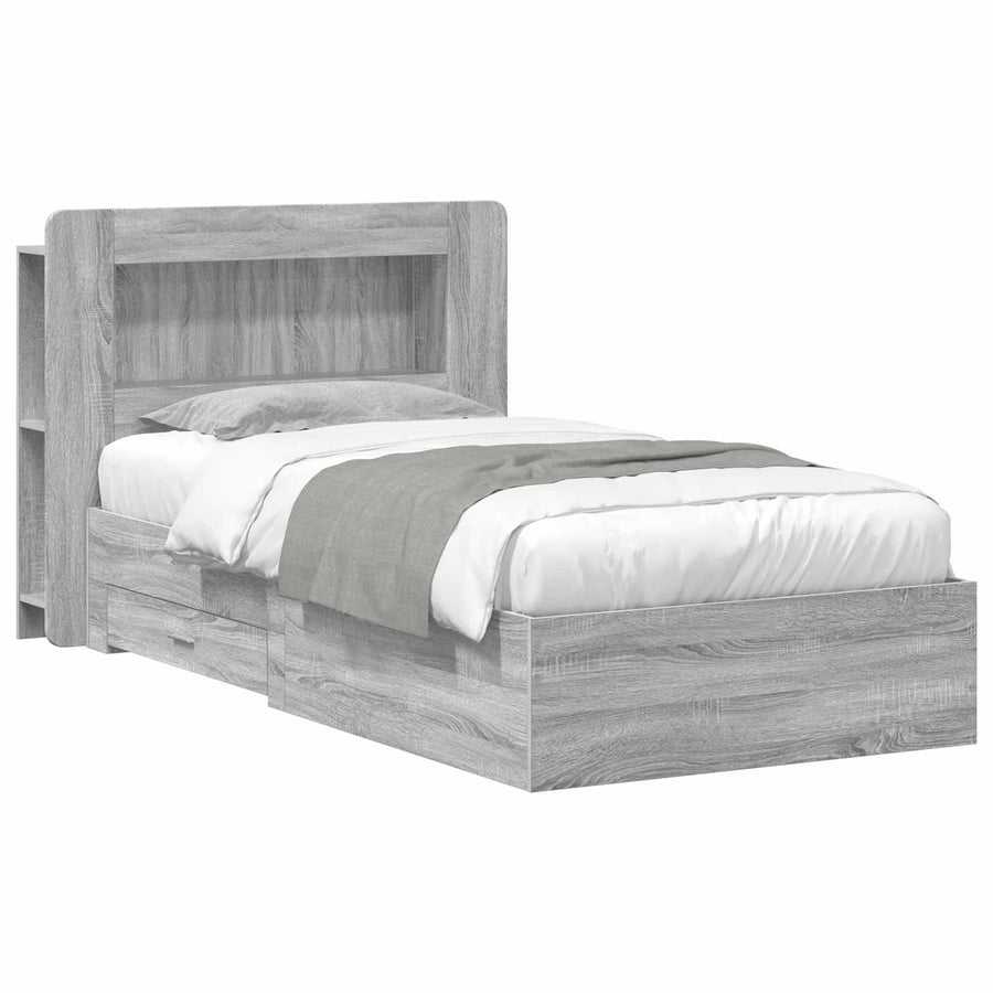 Bedframe met opslag Grijs Sonoma 80 x 200 cm Bewerkt hout