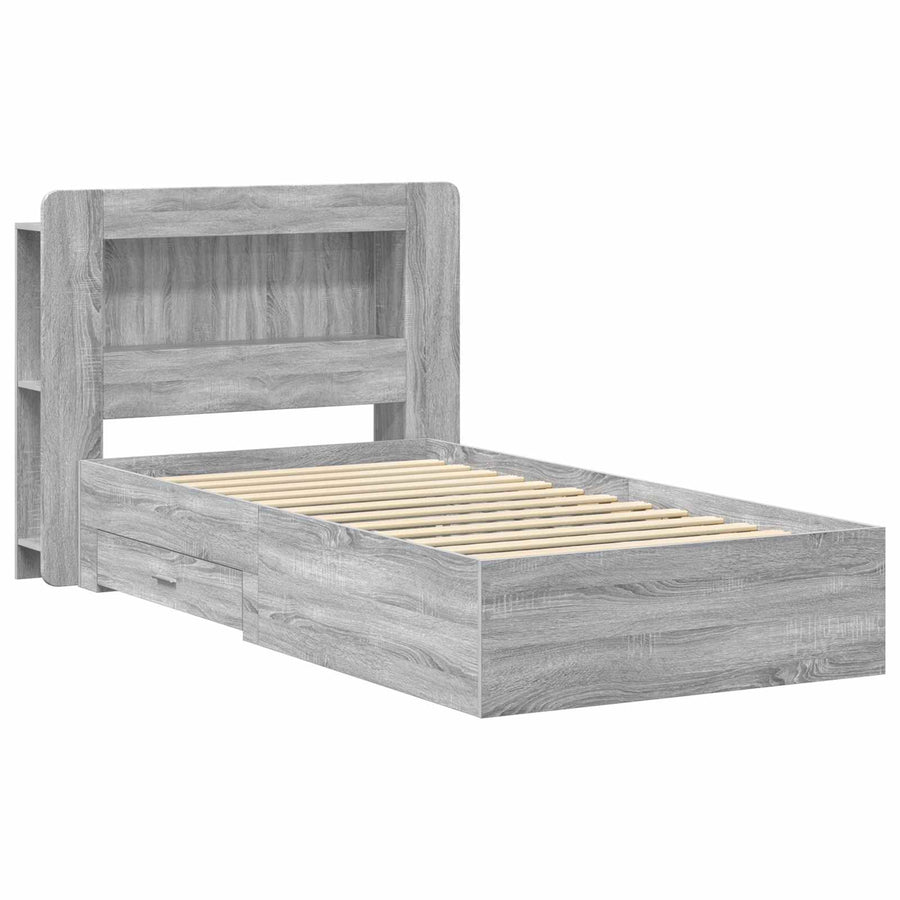 Bedframe met opslag Grijs Sonoma 80 x 200 cm Bewerkt hout