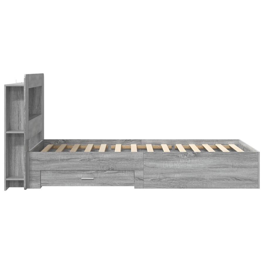 Bedframe met opslag Grijs Sonoma 80 x 200 cm Bewerkt hout