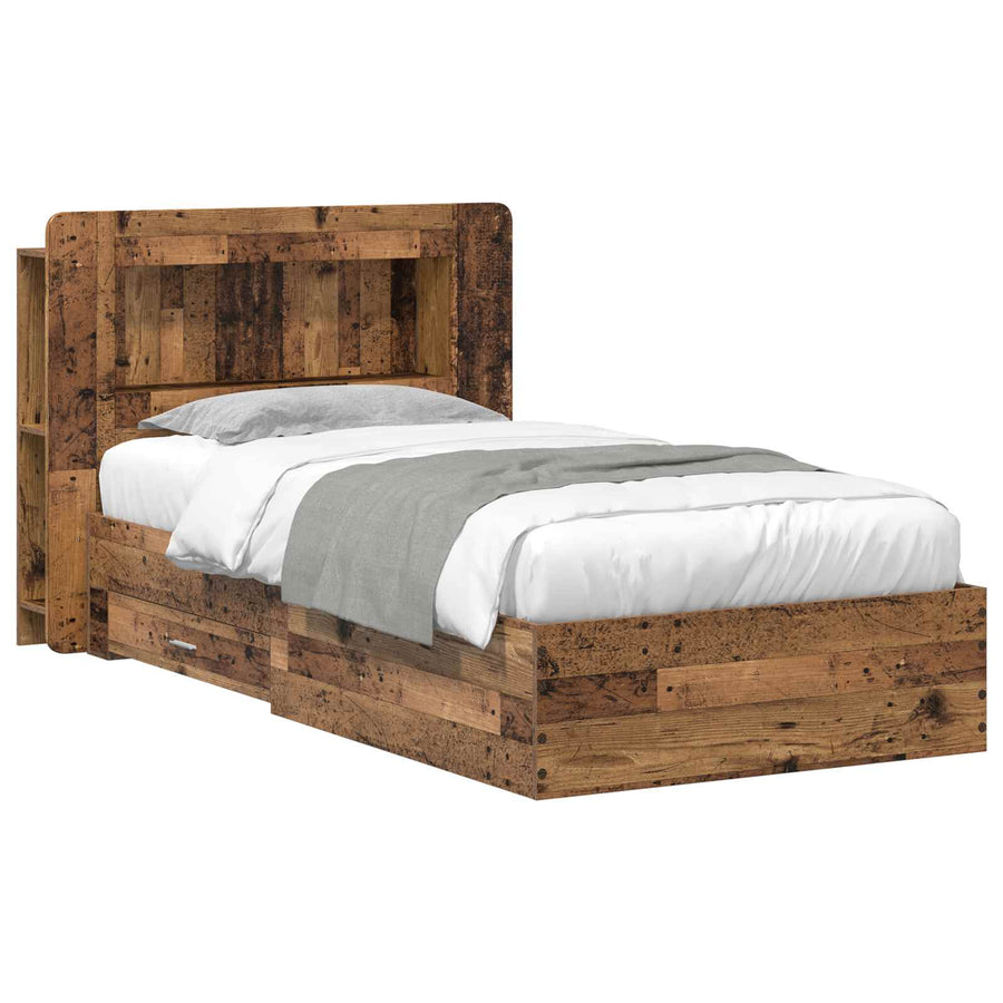 Bedframe met opslag Oud hout 80 x 200 cm Bewerkt hout
