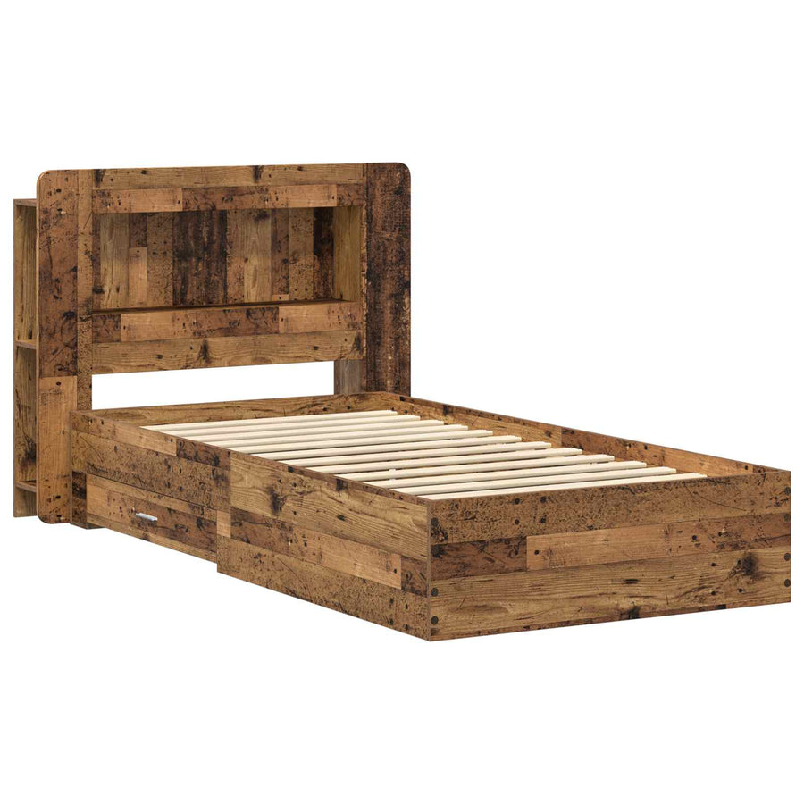 Bedframe met opslag Oud hout 80 x 200 cm Bewerkt hout