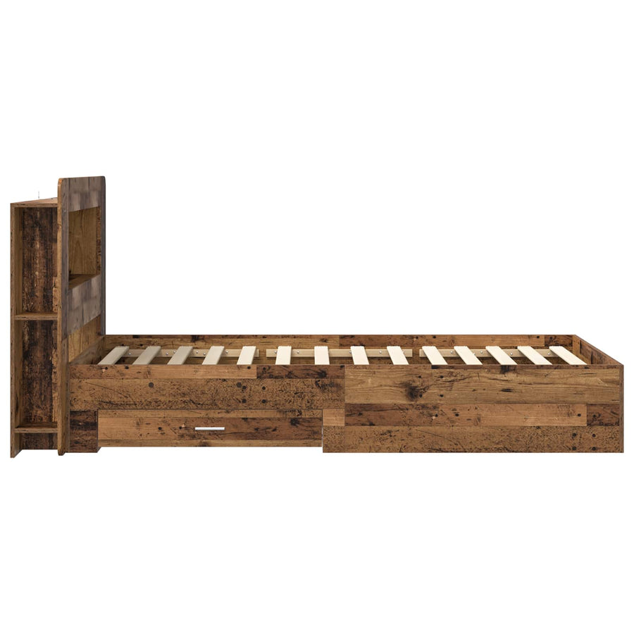 Bedframe met opslag Oud hout 80 x 200 cm Bewerkt hout