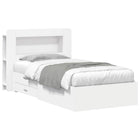 Bedframe 80x200 cm wit bewerkt hout met opbergruimte