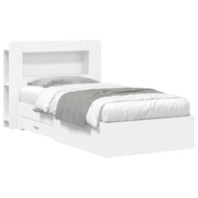Bedframe 80x200 cm wit bewerkt hout met opbergruimte