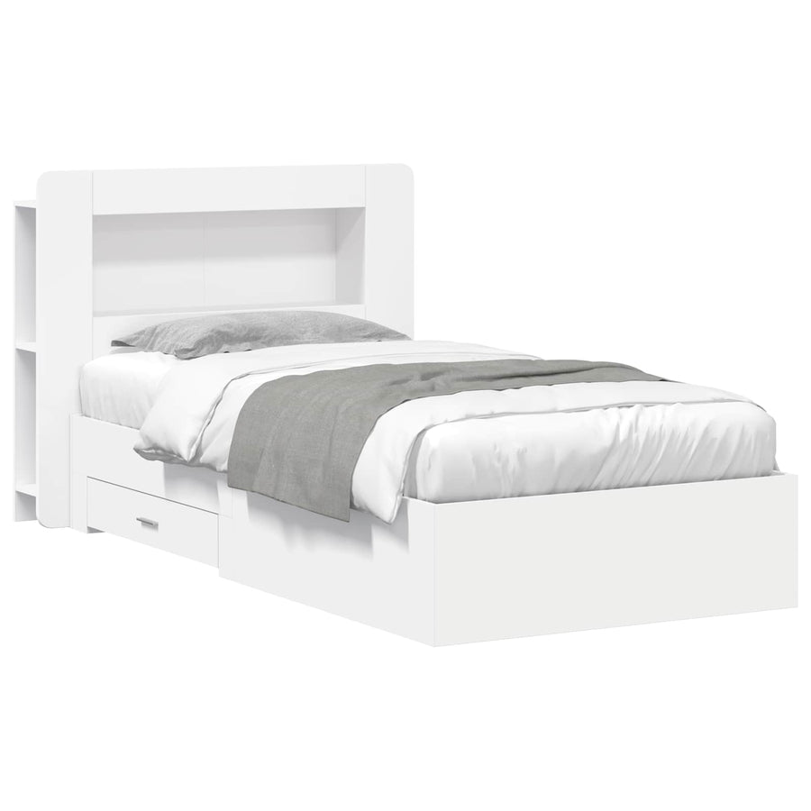 Bedframe met opslag met hoofdeinde Wit 80 x 200 cm Bewerkt hout