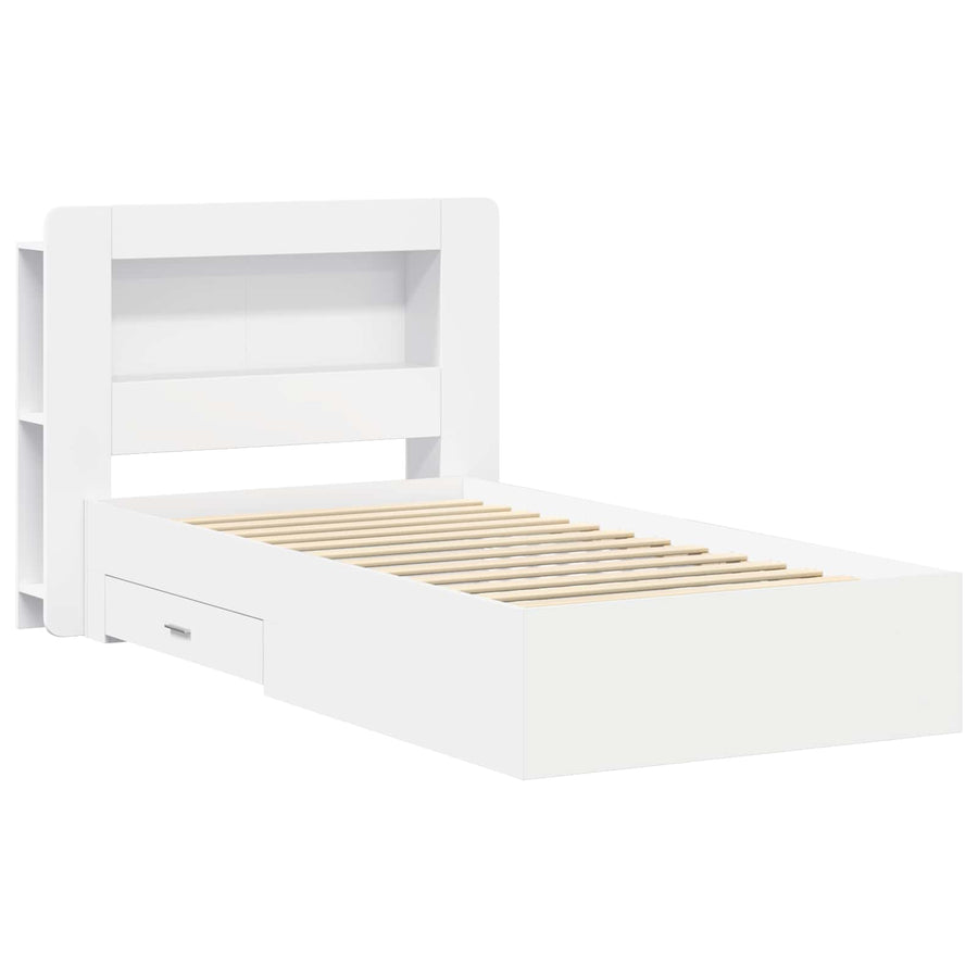 Bedframe met opslag met hoofdeinde Wit 80 x 200 cm Bewerkt hout
