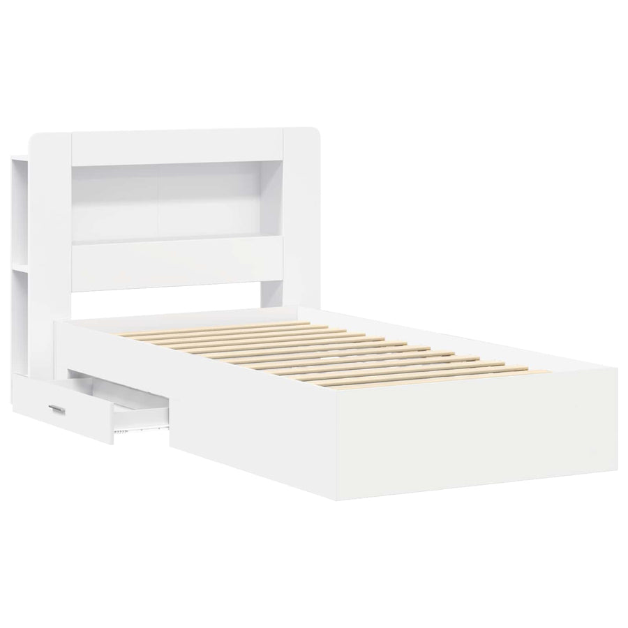Bedframe met opslag met hoofdeinde Wit 80 x 200 cm Bewerkt hout