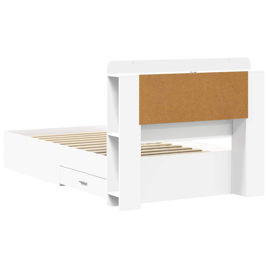 Bedframe met opslag met hoofdeinde Wit 80 x 200 cm Bewerkt hout