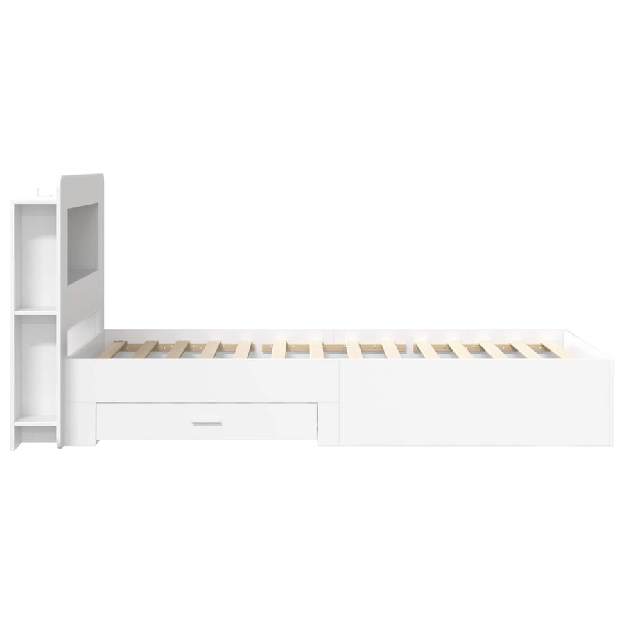 Bedframe met opslag met hoofdeinde Wit 80 x 200 cm Bewerkt hout