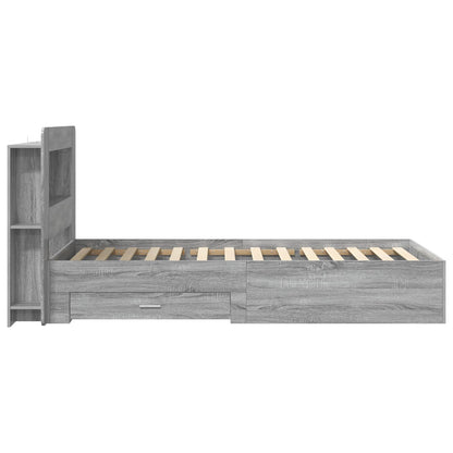 Bedframe met opslag Grijs Sonoma 90 x 190 cm Bewerkt hout