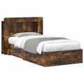 Bedframe met opslag Gerookt eiken 90 x 190 cm Bewerkt hout