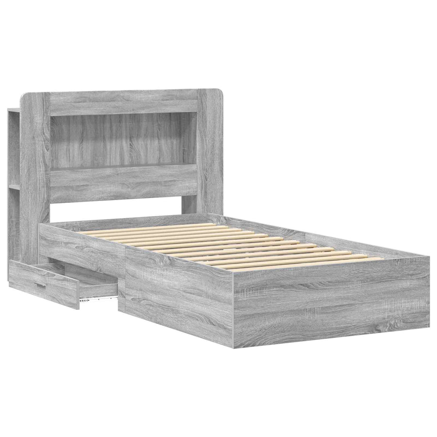 Bedframe met opslag Grijs Sonoma 100 x 200 cm Bewerkt hout