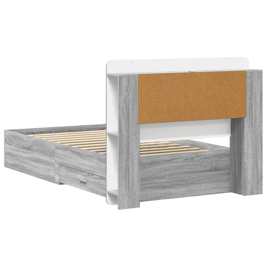 Bedframe met opslag Grijs Sonoma 100 x 200 cm Bewerkt hout