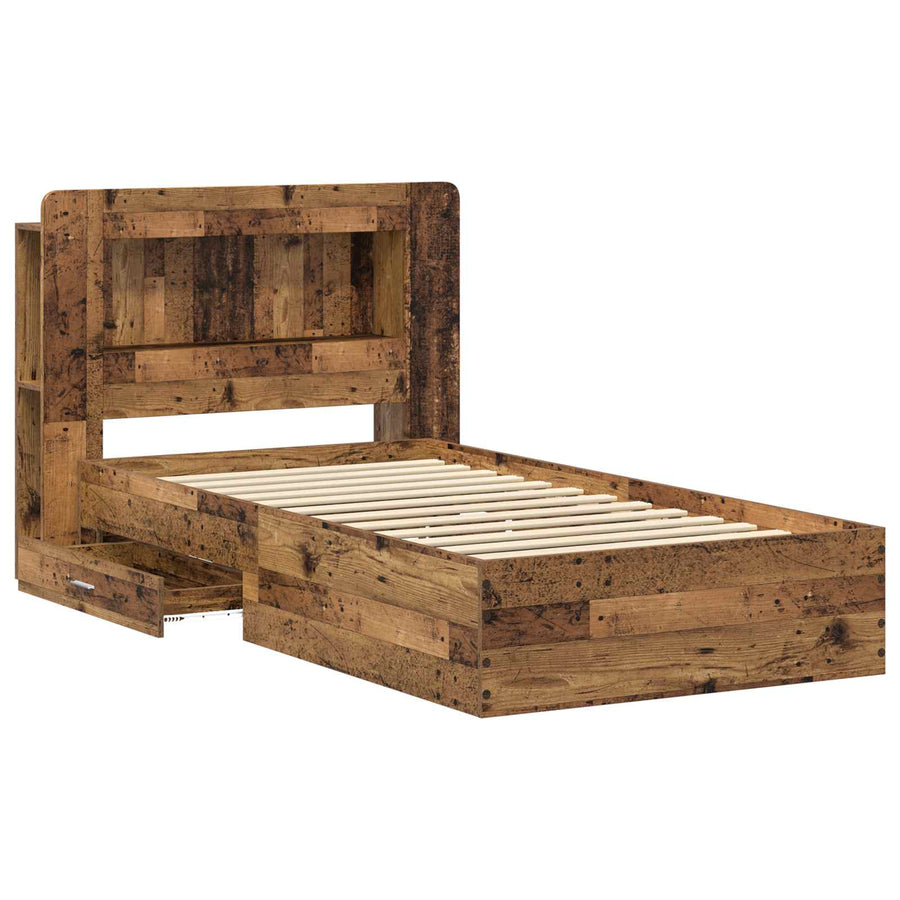Bedframe met opslag met lade Oud hout 100 x 200 cm Bewerkt hout