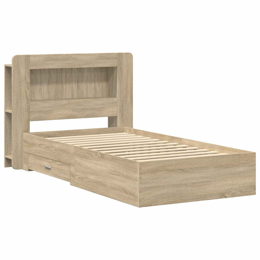 Bedframe met opslag Sonoma Eiken 100 x 200 cm Bewerkt hout