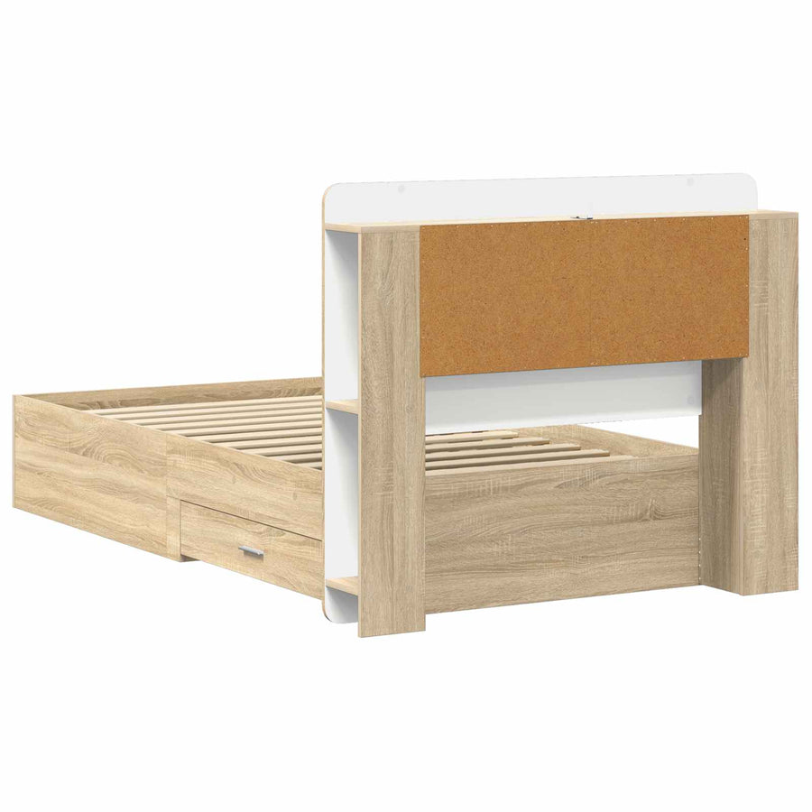 Bedframe met opslag Sonoma Eiken 100 x 200 cm Bewerkt hout