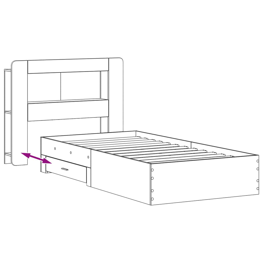 Bedframe met opslag Sonoma Eiken 100 x 200 cm Bewerkt hout