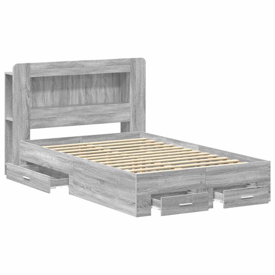 Bedframe met opslag Grijs Sonoma 120 x 190 cm Bewerkt hout