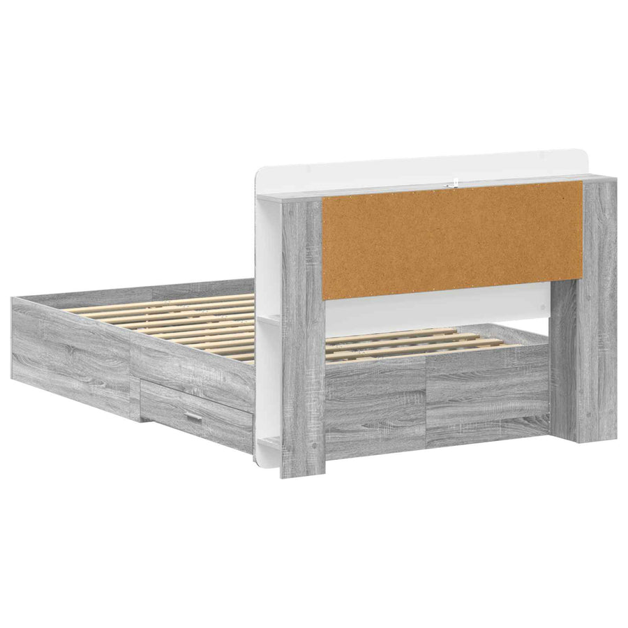 Bedframe met opslag Grijs Sonoma 120 x 190 cm Bewerkt hout