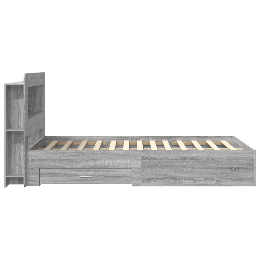 Bedframe met opslag Grijs Sonoma 120 x 190 cm Bewerkt hout