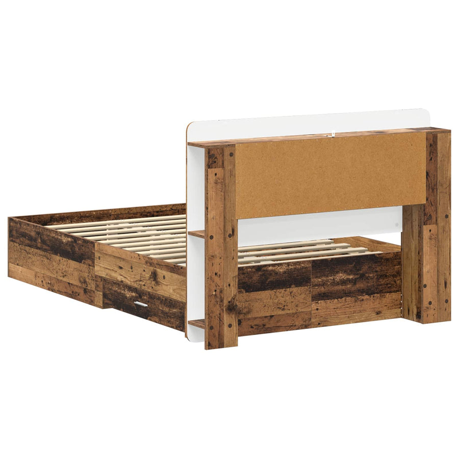 Bedframe met opslag met lade Oud hout 120 x 190 cm Bewerkt hout
