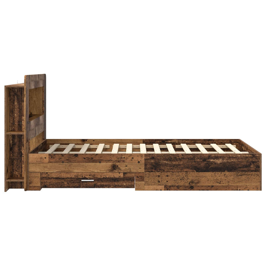 Bedframe met opslag met lade Oud hout 120 x 190 cm Bewerkt hout