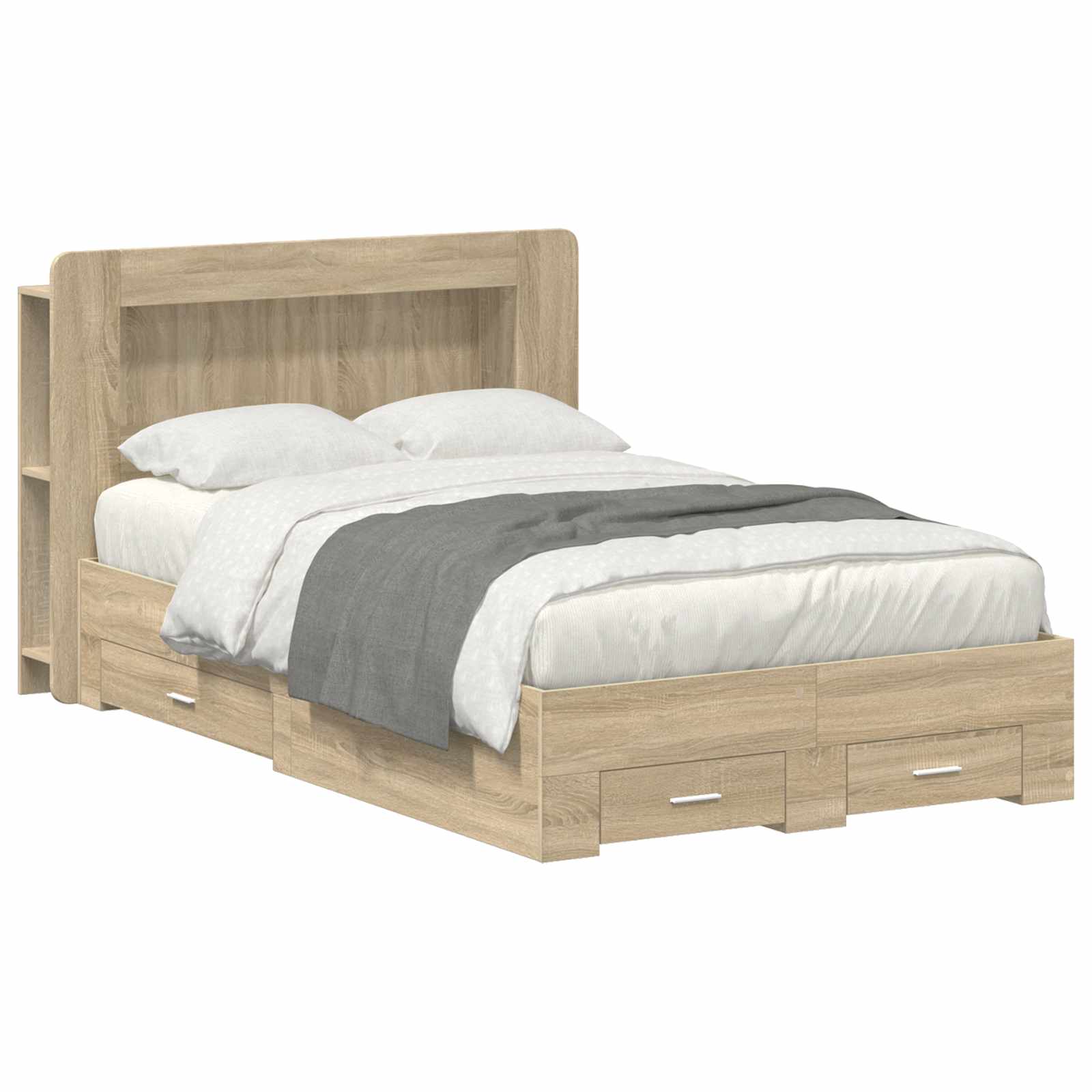 Bedframe met opslag Sonoma Eiken 120 x 200 cm Bewerkt hout