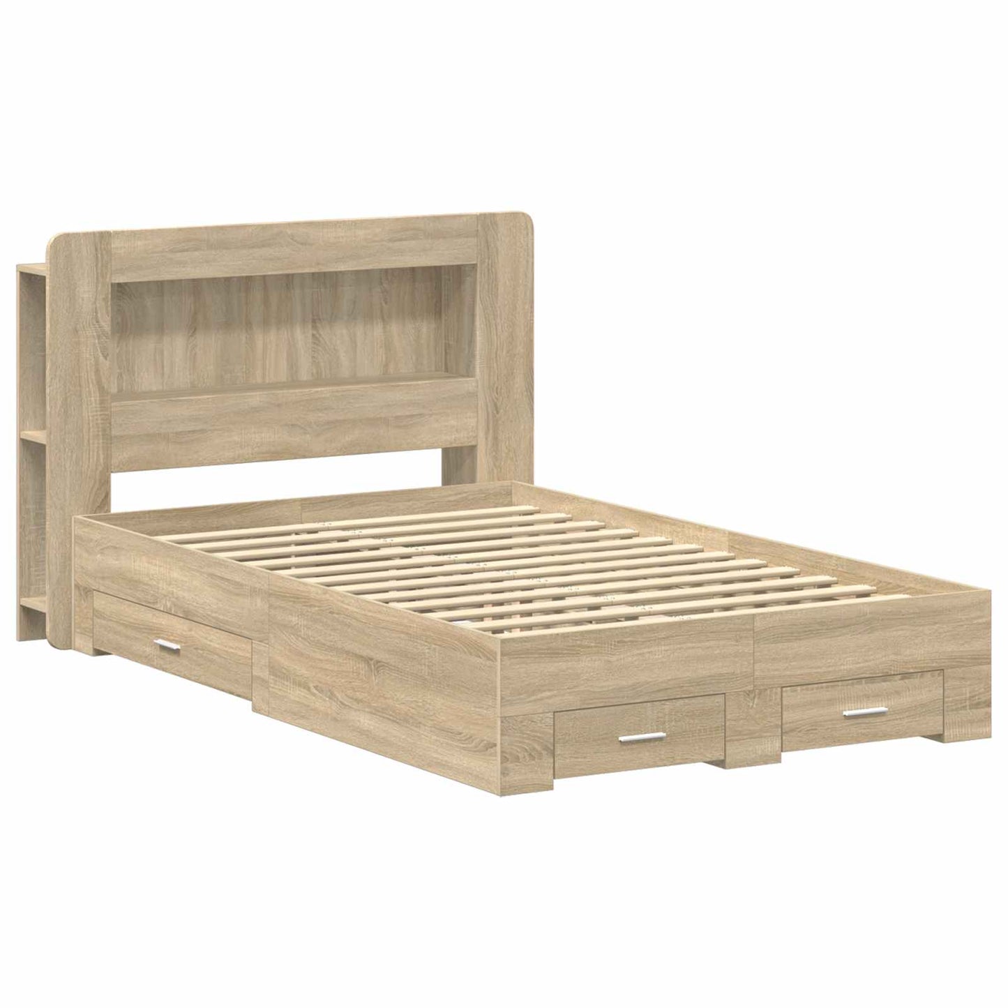 Bedframe met opslag Sonoma Eiken 120 x 200 cm Bewerkt hout