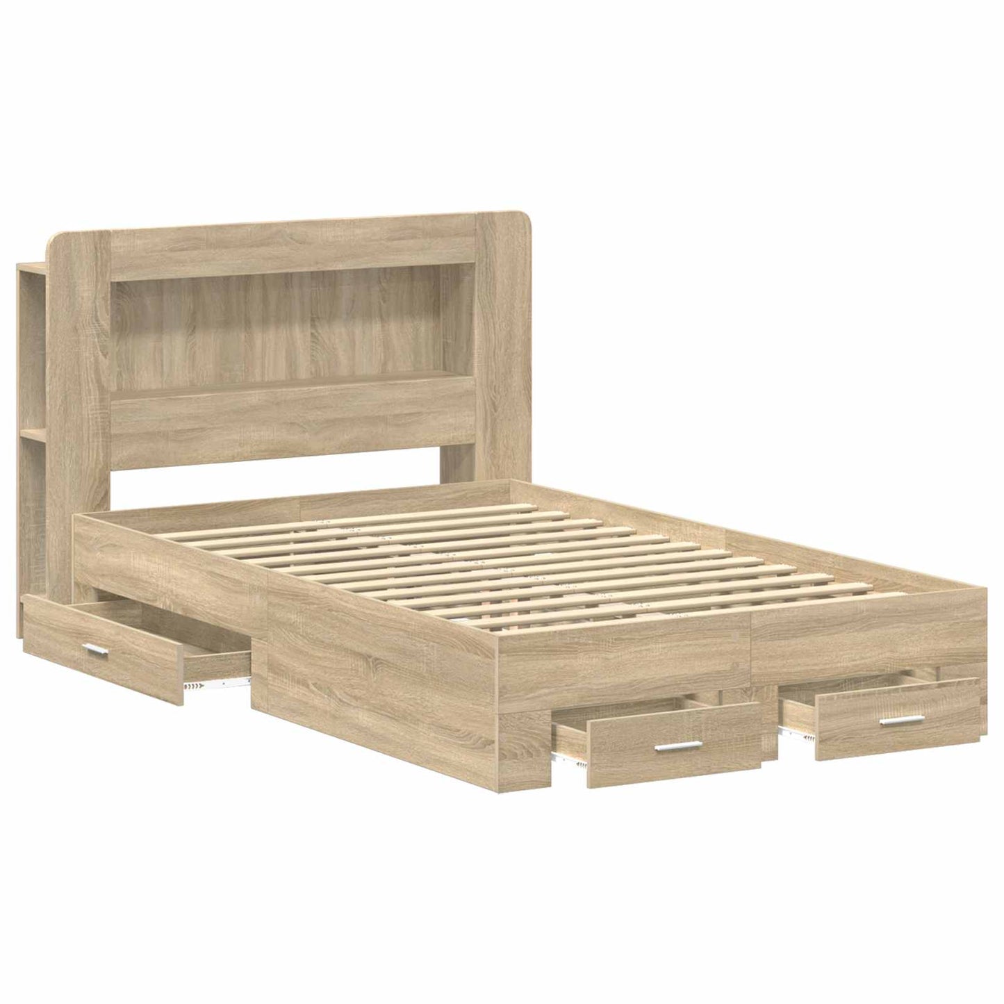 Bedframe met opslag Sonoma Eiken 120 x 200 cm Bewerkt hout