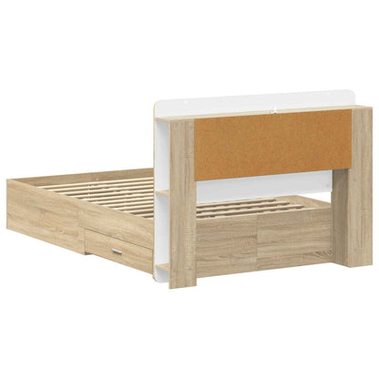 Bedframe met opslag Sonoma Eiken 120 x 200 cm Bewerkt hout