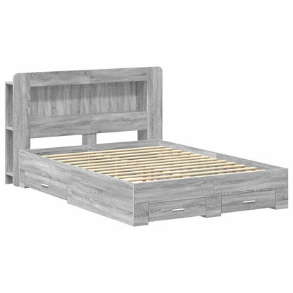 Bedframe met opslag Grijs Sonoma 140 x 200 cm Bewerkt hout