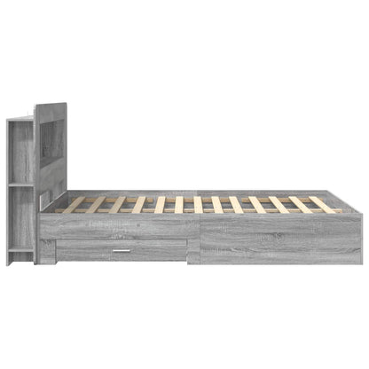 Bedframe met opslag Grijs Sonoma 140 x 200 cm Bewerkt hout