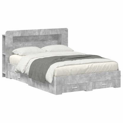Bedframe met opslag Betongrijs 150 x 200 cm Bewerkt hout